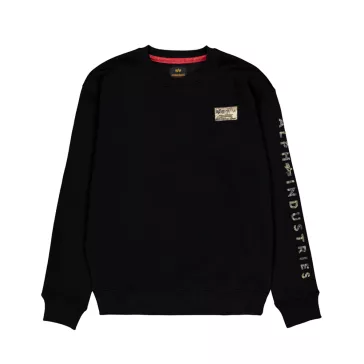 Camo Sleeve Crewneck - black