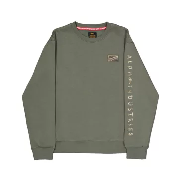 Camo Sleeve Crewneck - dark olive