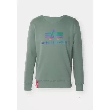Basic Sweater Rainbow Reflective Print - vintage green