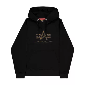 Basic Big Logo Effect Print Hoodie - black