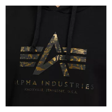Basic Big Logo Effect Print Hoodie - black