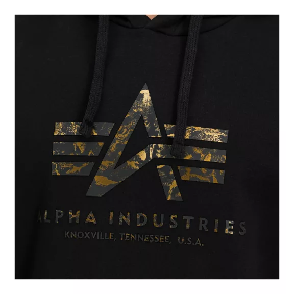 Basic Big Logo Effect Print Hoodie - black