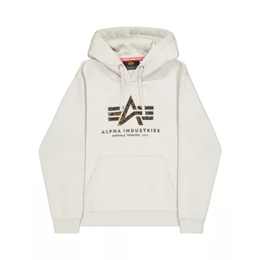 Basic Big Logo Effect Print Hoodie - stone