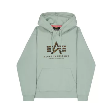 Basic Big Logo Effect Print Hoodie - frost green