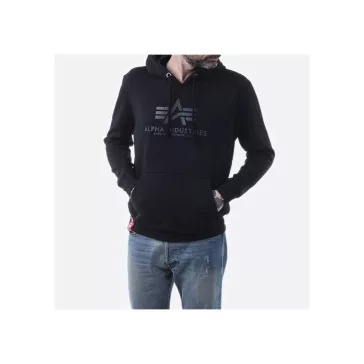 Basic Hoody Rainbow Reflective Print - black