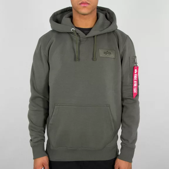 Back Print Hoody - dark olive