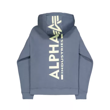 Back Print Hoodie - denim blue
