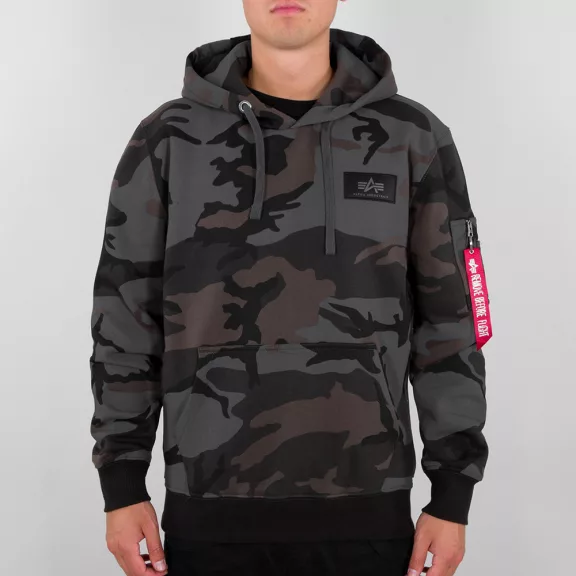 Back Print Hoody Camo - black camo