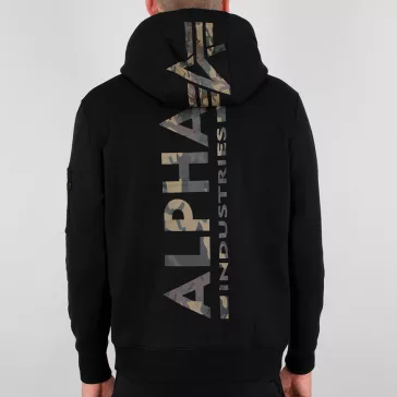 Back Print Hoody Camo Print - black/woodland