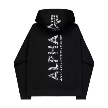 Backprint Mirror Camo Hoodie - black
