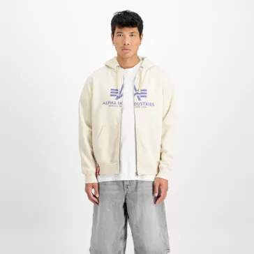 Basic Zip Hoodie - vintage white