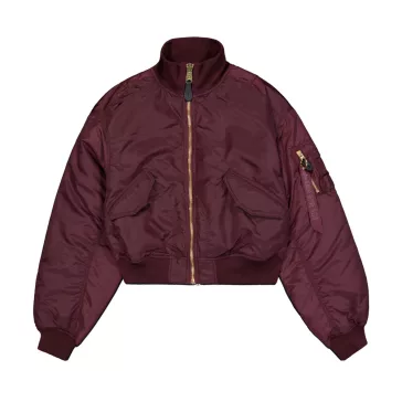 MA-1 Cropped Bomber Jacket Women - dark cherry