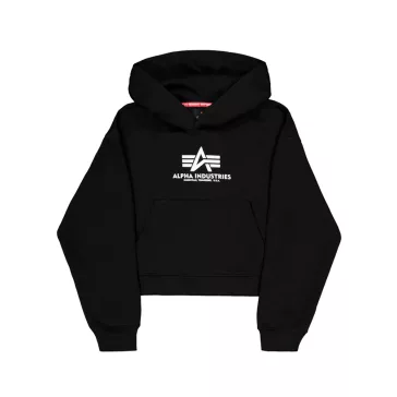 Basic Big Logo Puff Print Hoodie Women - black