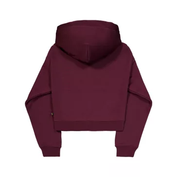 Basic Big Logo Puff Print Hoodie Women - dark cherry