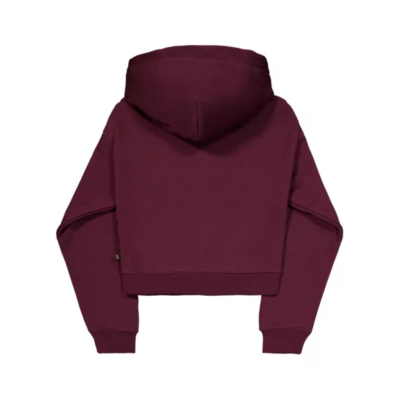 Basic Big Logo Puff Print Hoodie Women - dark cherry