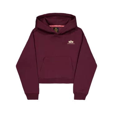 Basic Small Logo Hoodie Women - dark cherry