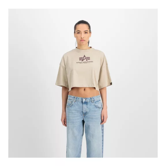 Basic Big Logo Cropped PP T-Shirt Women - organic beige