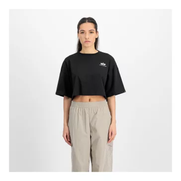 Basic Small Logo Cropped PP T-Shirt Women - black