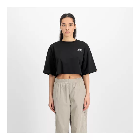 Basic Small Logo Cropped PP T-Shirt Women - black