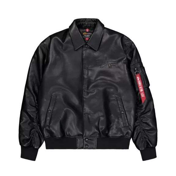PU College Bomber Jacket - black