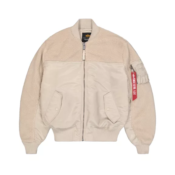 MA-1 Teddy Bomber Jacket - organic beige