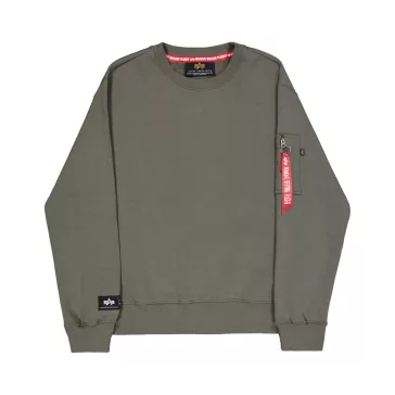 Label Sweashirt Backprint - dark olive