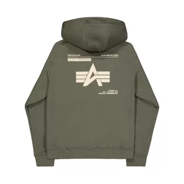 Label Backprint Hoodie - dark olive