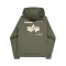 Label Zip Back Print Hoodie - dark olive