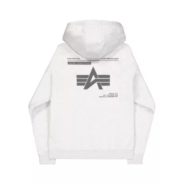 Label Zip Back Print Hoodie - pastel grey melange