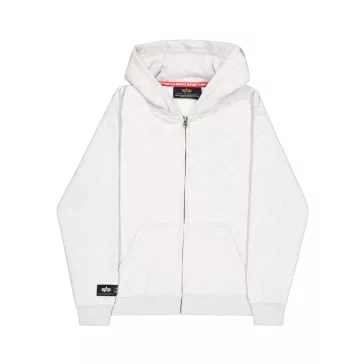 Label Zip Back Print Hoodie - pastel grey melange