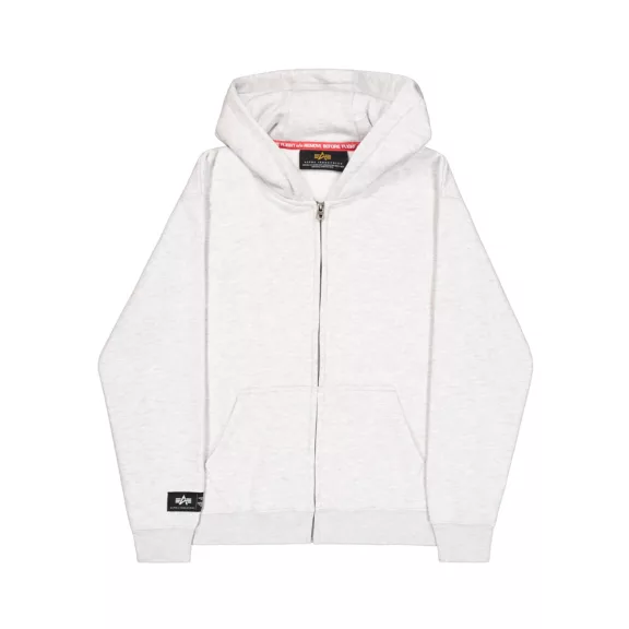 Label Zip Back Print Hoodie - pastel grey melange