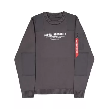 Military Knit Sweatshirt - vintage grey