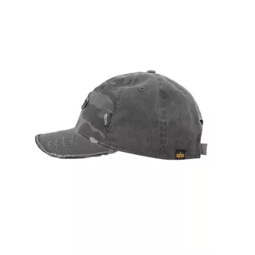 Distressed Logo Camo Cap - black camo