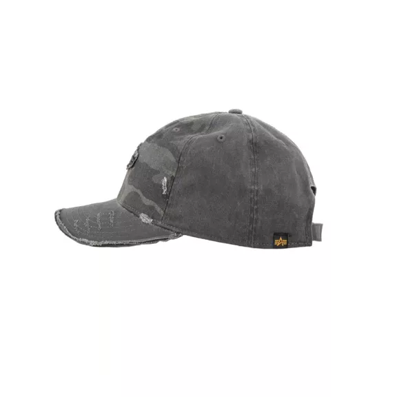 Distressed Logo Camo Cap - black camo