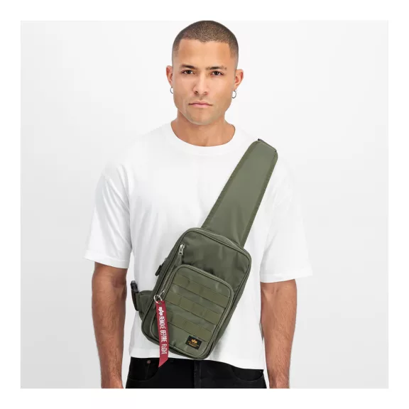 Label Sling Bag - dark olive