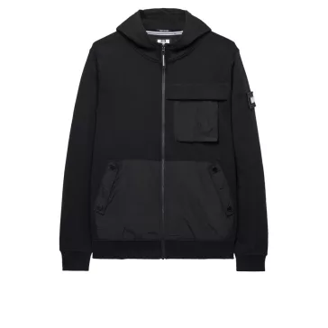 Daponte Zip Through Hoodie - black