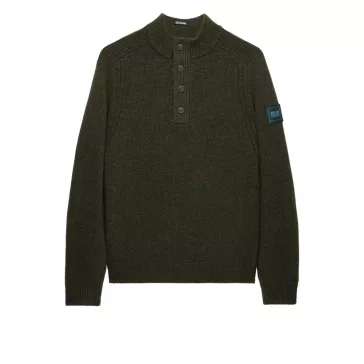 Castillos Knitted Wool Quarter Neck Sweater - castle green