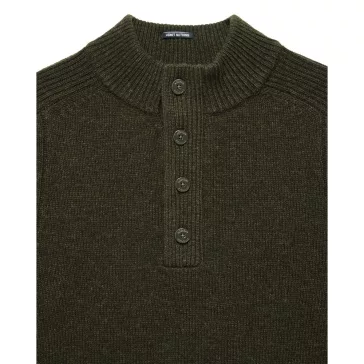 Castillos Knitted Wool Quarter Neck Sweater - castle green