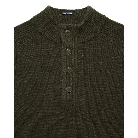 Castillos Knitted Wool Quarter Neck Sweater - castle green