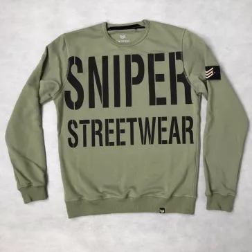 All Over Crew Neck - olive/black
