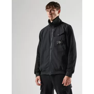 Full Zip Mixed Media Sweat - jet black