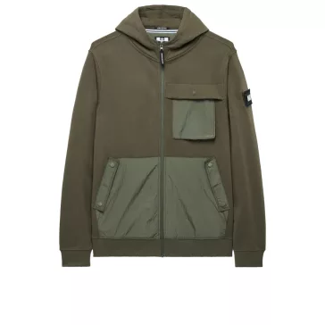 Daponte Zip Through Hoodie - castle green