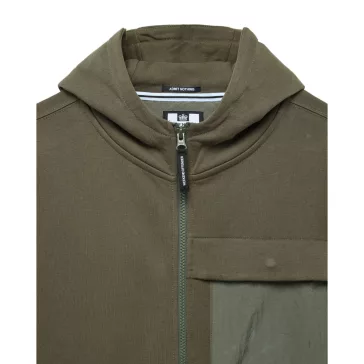 Daponte Zip Through Hoodie - castle green