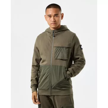 Daponte Zip Through Hoodie - castle green