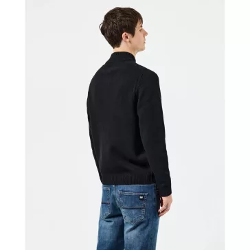 Castillos Knitted Wool Quarter Neck Sweater - black
