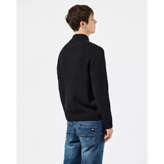 Castillos Knitted Wool Quarter Neck Sweater - black