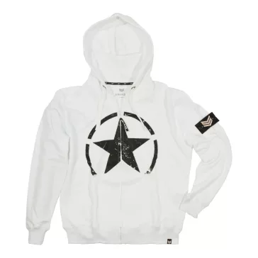 Star Zip Hoody - white
